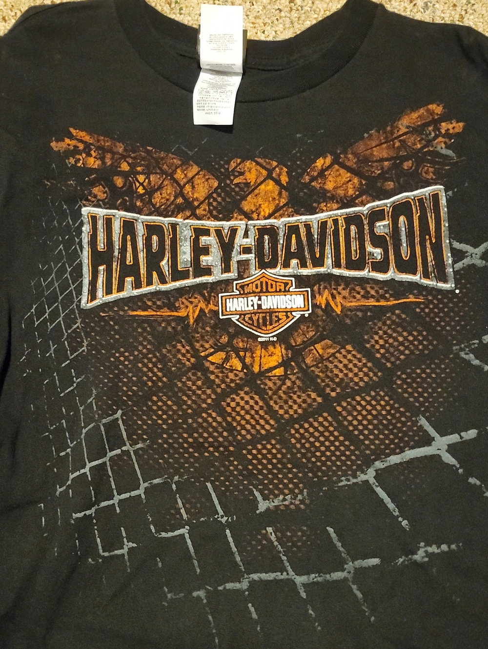 Harley-Davidson Black and Orange Logo Tee 3X - MO